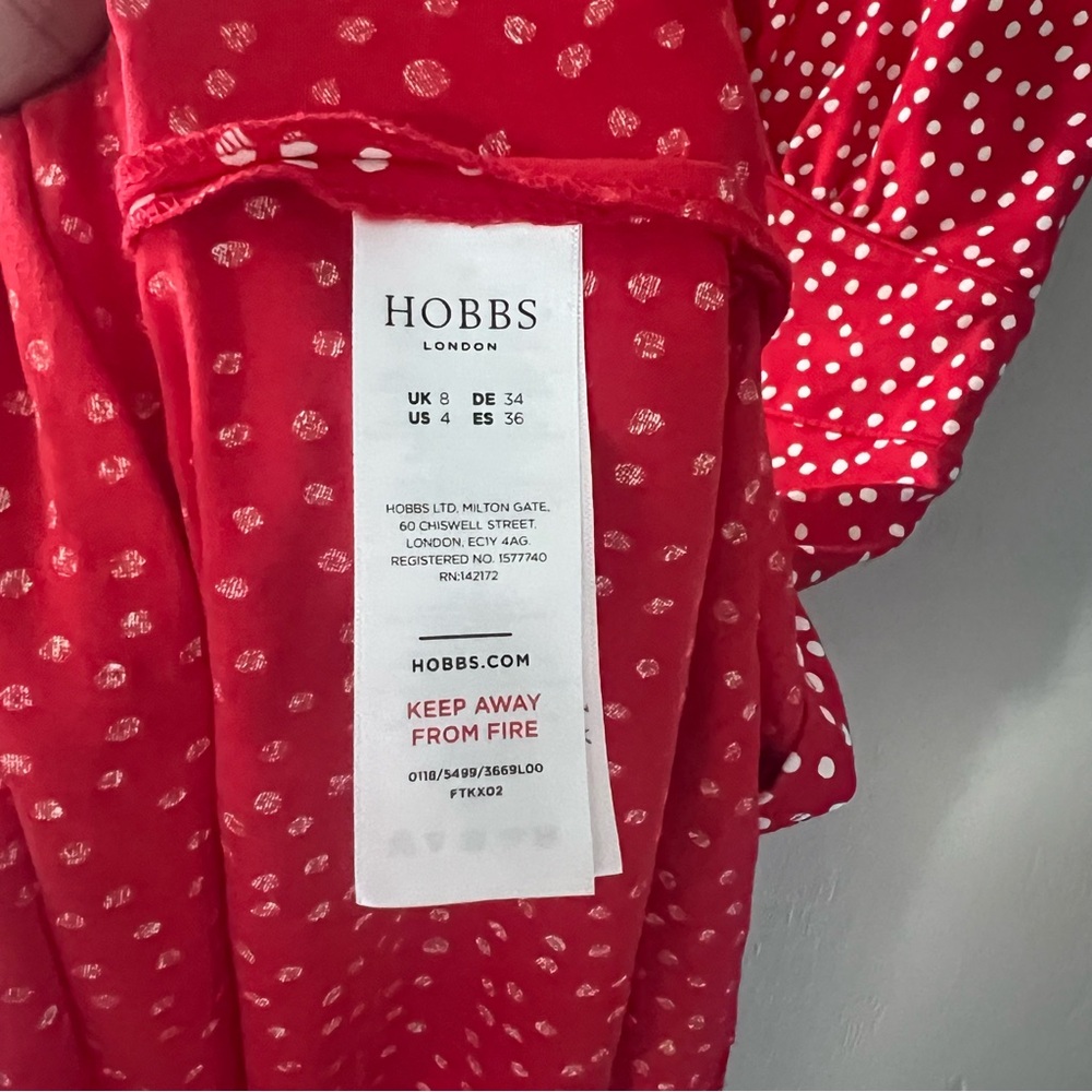 HOBBS Women’s Dress Darcie Red White Polk Dot Size 4 - Picture 7 of 9